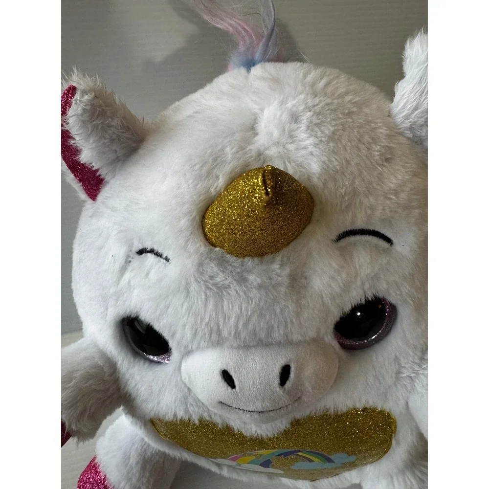 Zuru Rainbocorns White Unicorn Plush Gold Glitter Heart Rainbow 10 Inch Toy